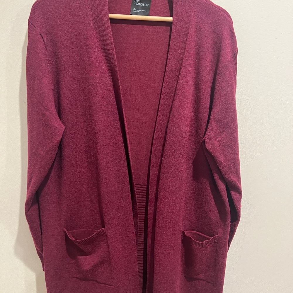 89TH & MADISON Women’s Ribbed Long Sleeve Drape Open Cardigan (Size: XL) EUC - Picture 2 of 9